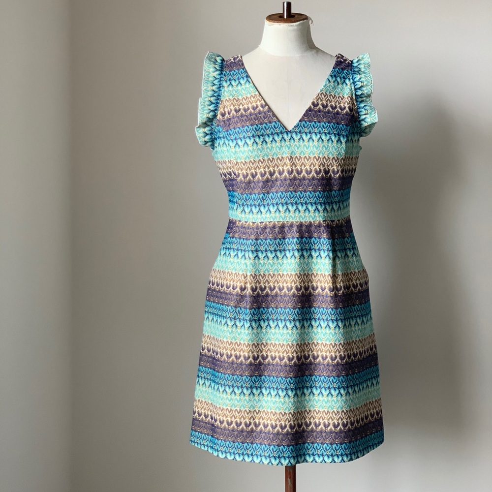 Tabitha for Anthropologie Blue Motif Dress Sz 10